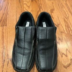 Black Leather Slip-On Men's Shoes